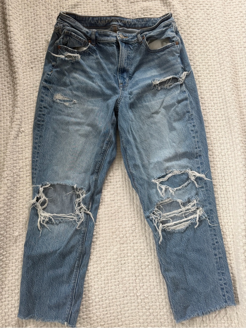 American Eagle Outfitters Distressed Light Blue Boyfriend Jeans